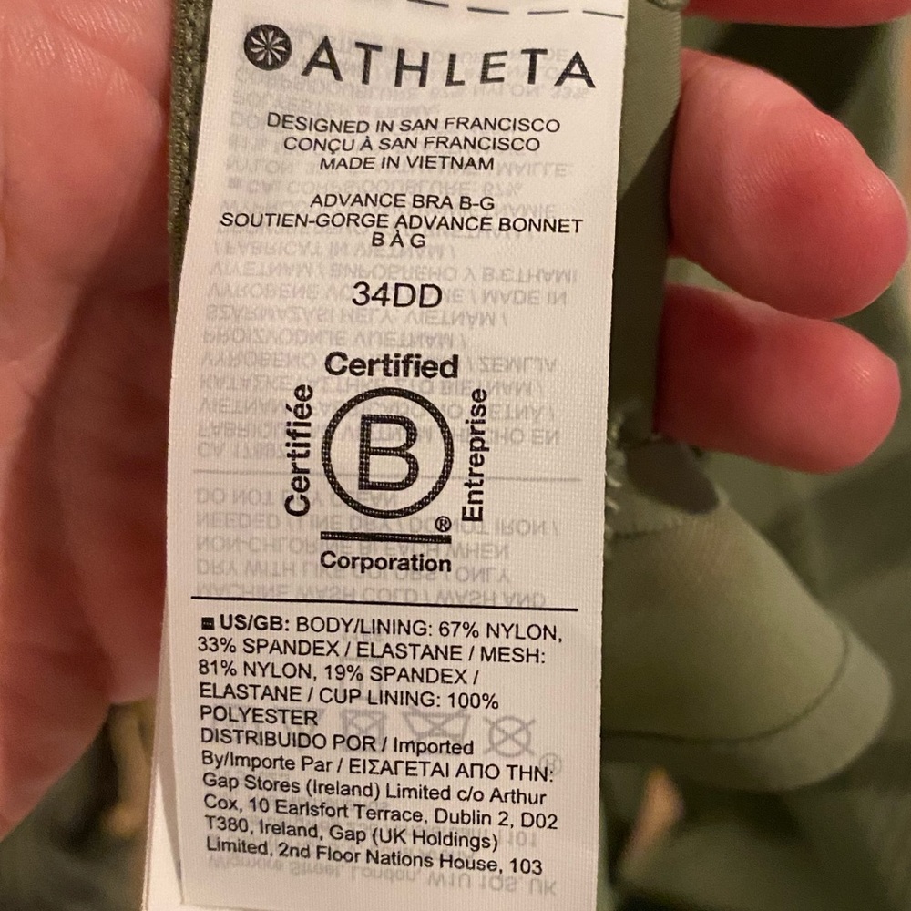 NWT 34DD Athleta Women’s Sports Bra Advance Bra Sage Green B-G High Impact - Picture 9 of 10